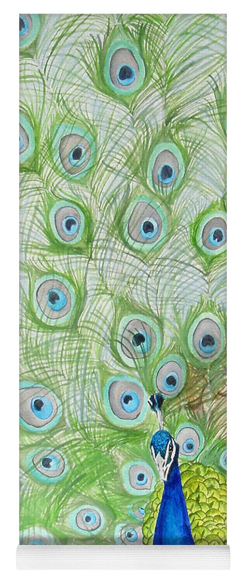 Peacock Yoga Mat featuring the painting Mika and Peacock by Tamir Barkan