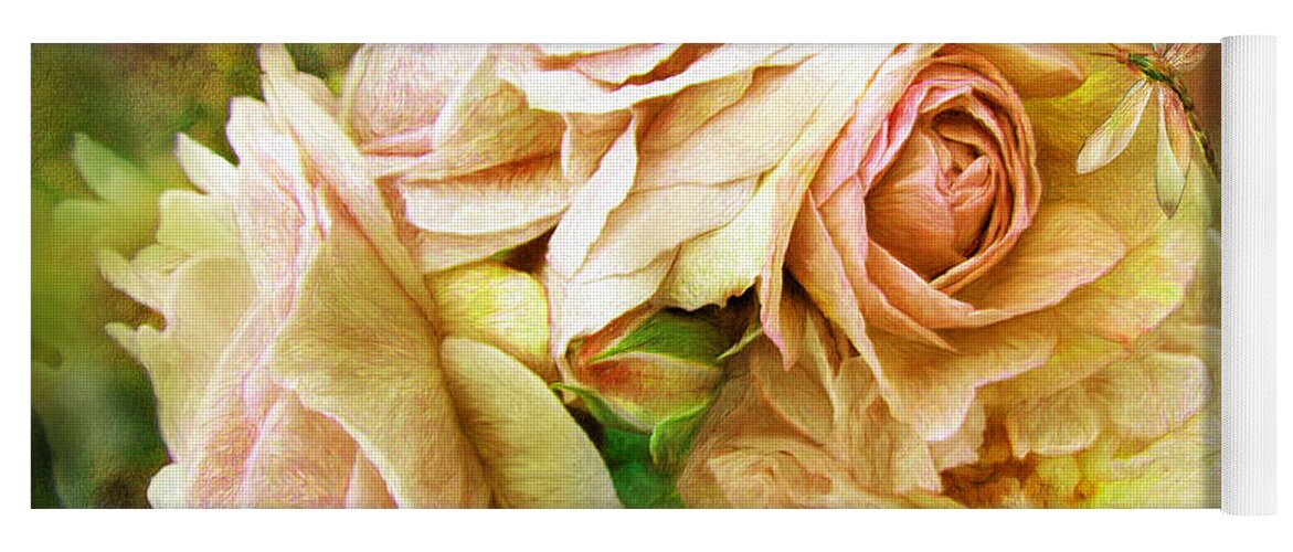 Rose Yoga Mat featuring the mixed media Miracle Of A Rose - Yellow by Carol Cavalaris