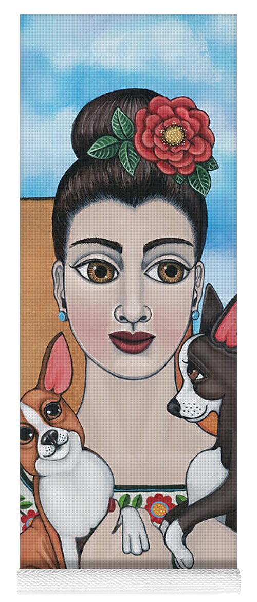 Chihuahua Yoga Mat featuring the painting Mis Carinos by Victoria De Almeida