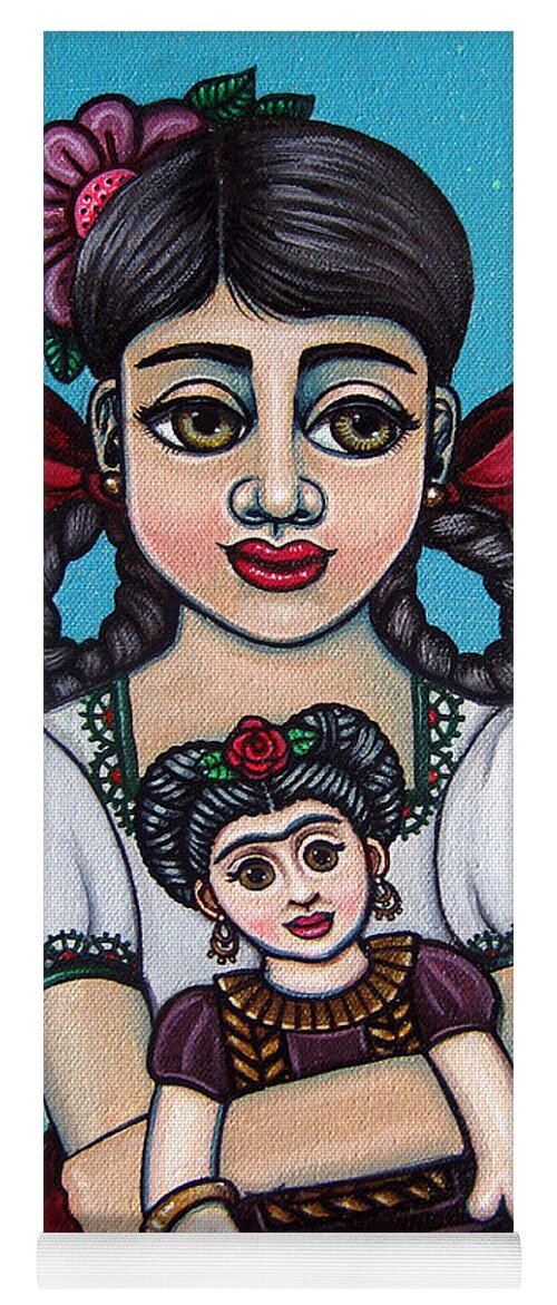 Frida Yoga Mat featuring the painting Missy Holding Frida by Victoria De Almeida