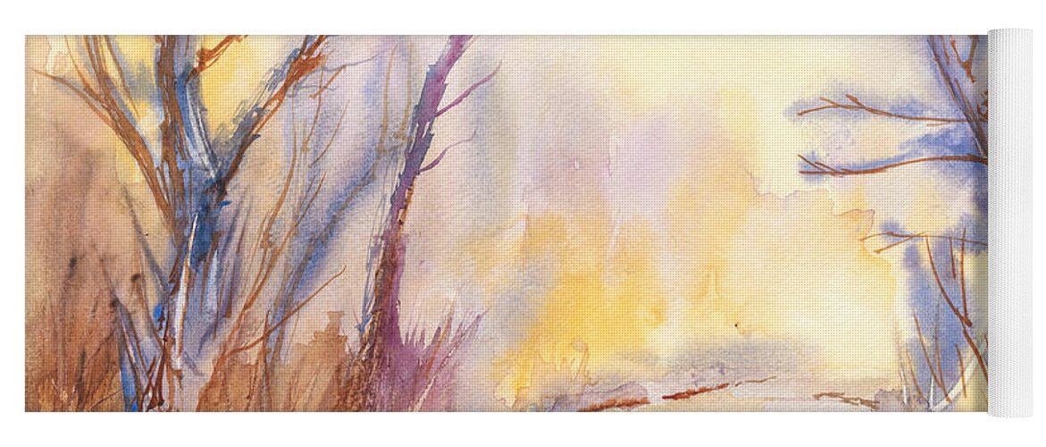 Watercolor Painting Yoga Mat featuring the painting Misty Creek by Walt Brodis