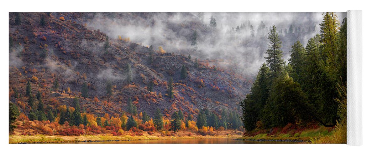 Montana Yoga Mat featuring the photograph Misty Montana Morning by Mary Jo Allen