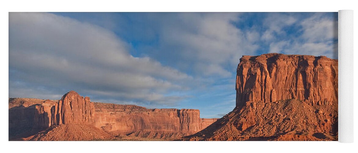 Arizona Yoga Mat featuring the photograph Mitchell Butte and Gray Whiskers in the Evening Light by Jeff Goulden