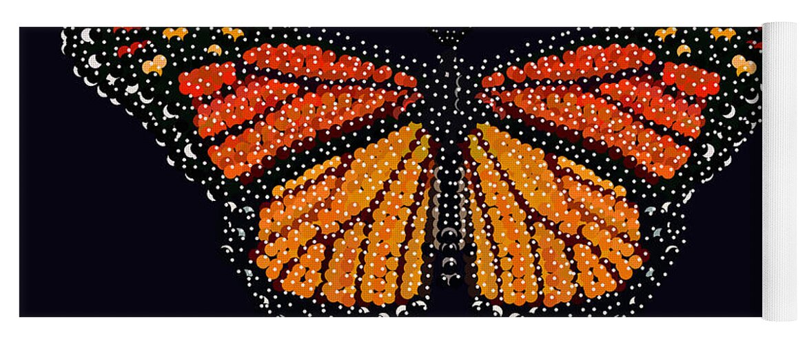 Monarch Butterfly Yoga Mat featuring the digital art Monarch Butterfly Bedazzled by R Allen Swezey