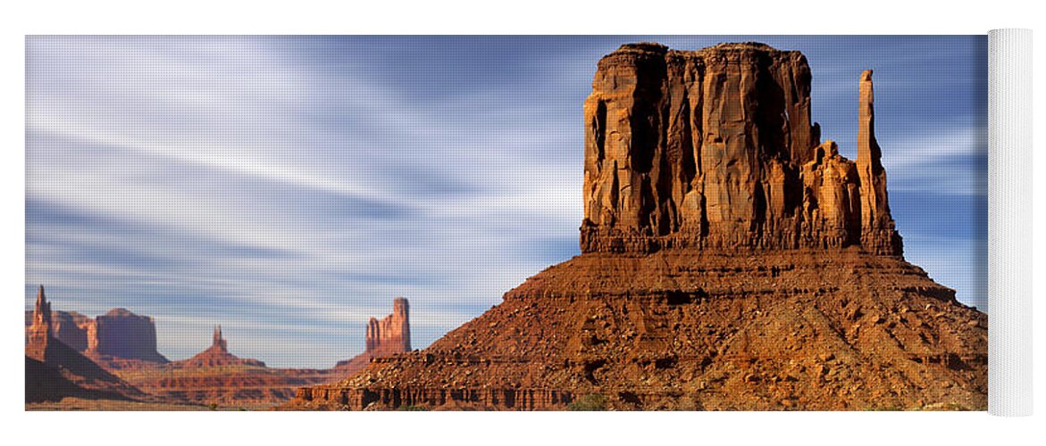 Desert Scene Yoga Mat featuring the photograph Monument Valley - Left Mitten by Mike McGlothlen
