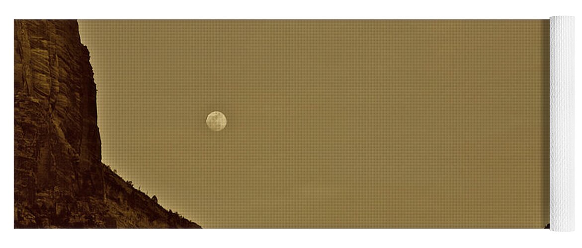 Carmel Yoga Mat featuring the photograph Moon Over Crag Utah by SC Heffner