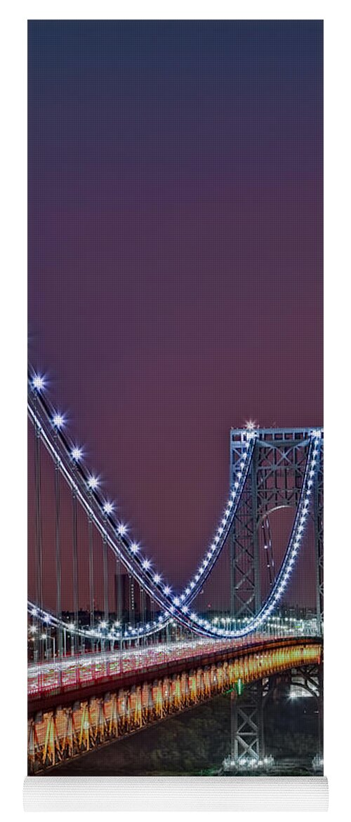 Full Moons Yoga Mat featuring the photograph Moon Rise over the George Washington Bridge by Susan Candelario