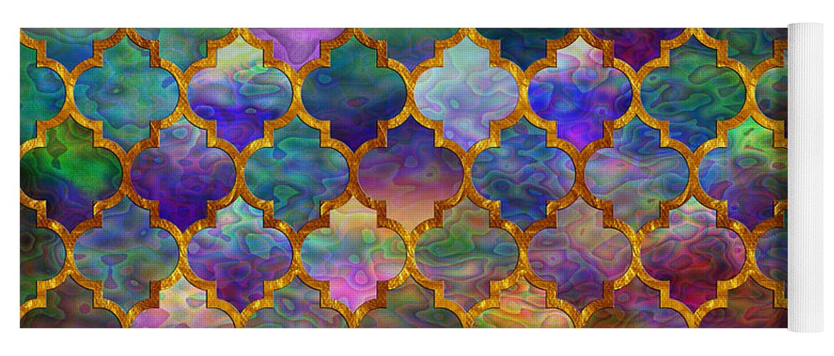 Moorish Yoga Mat featuring the digital art Moorish mosaic by Lilia D