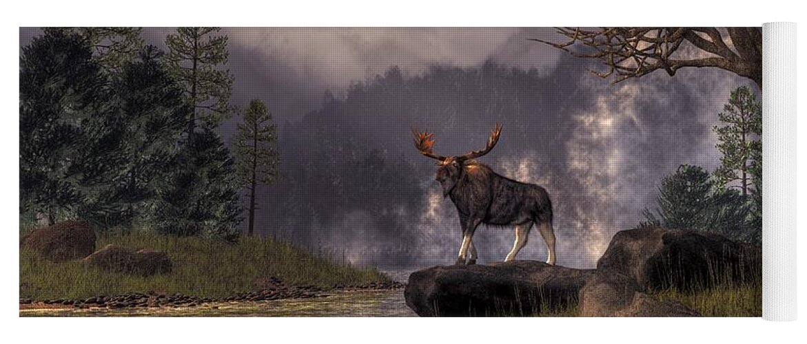 Moose In The Adirondacks Yoga Mat featuring the digital art Moose in the Adirondacks by Daniel Eskridge