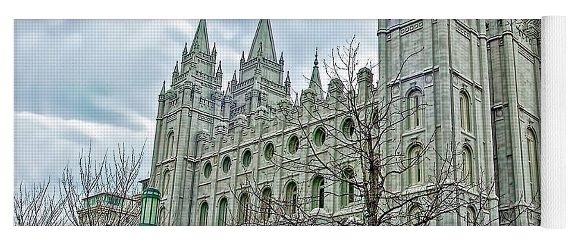 Mormon Temple Yoga Mat featuring the photograph Mormon Temple in Early Spring by Gary Holmes