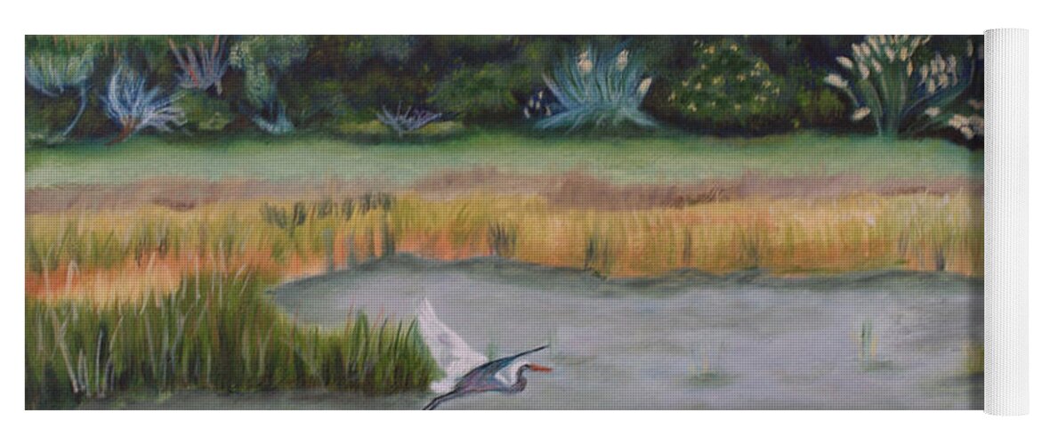Coastal Yoga Mat featuring the painting Morning Marsh Scene by Jill Ciccone Pike