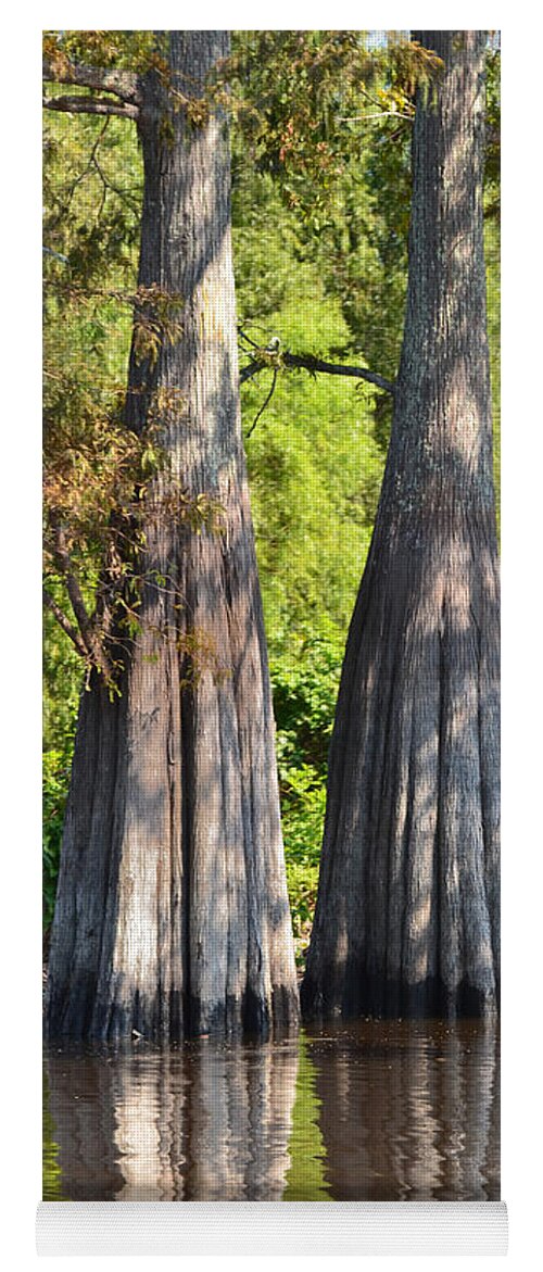 Tree Yoga Mat featuring the photograph Morning Reflection Southern Louisiana by Maggy Marsh