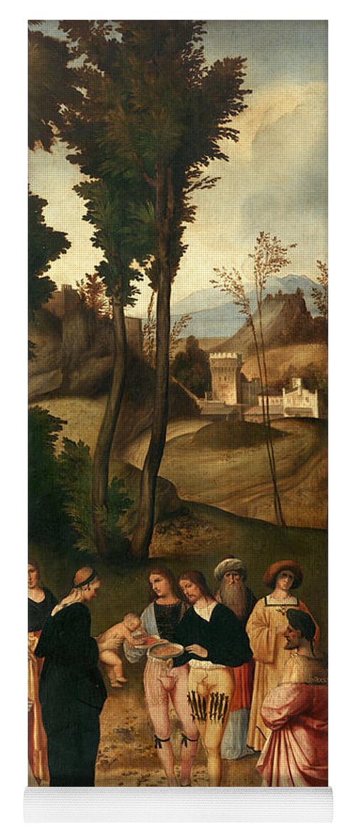 Giorgione Yoga Mat featuring the painting Moses undergoing Trial by Fire by Giorgione