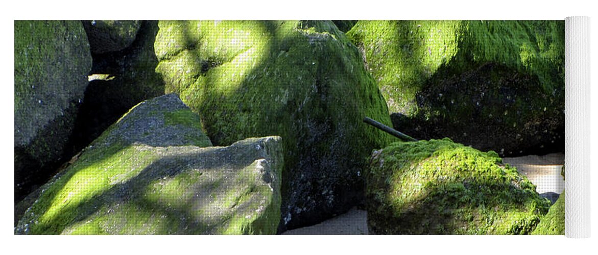 Moss Yoga Mat featuring the photograph Moss on the Rocks by Bob Slitzan