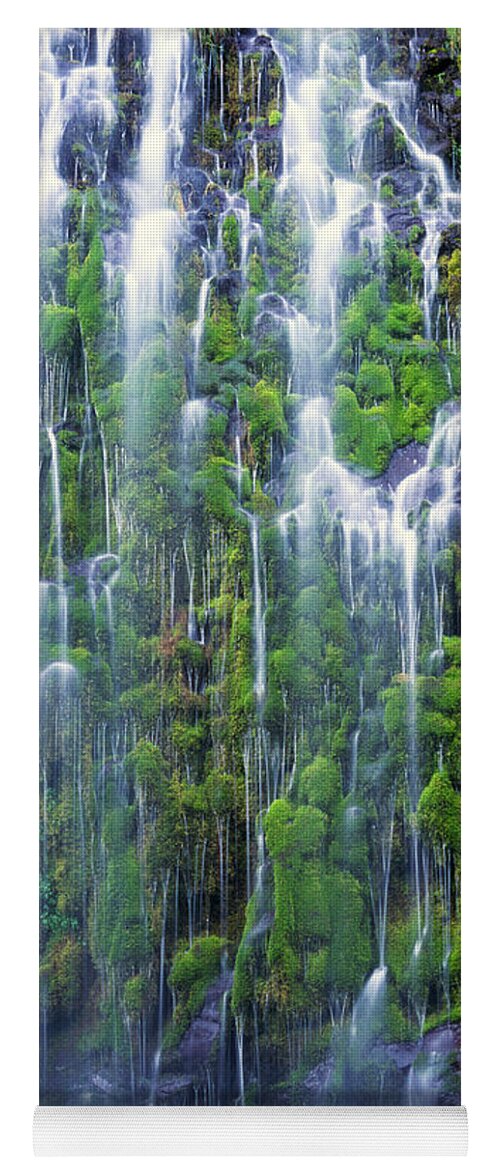 Moss Yoga Mat featuring the photograph Mossbrea Falls by Benedict Heekwan Yang
