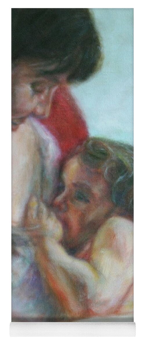 Portrait Yoga Mat featuring the painting Mother and Child - detail by Quin Sweetman