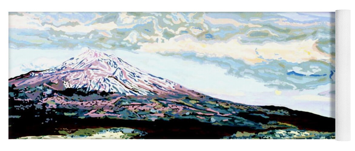Mount Yoga Mat featuring the painting Mount Shasta California by David Skrypnyk