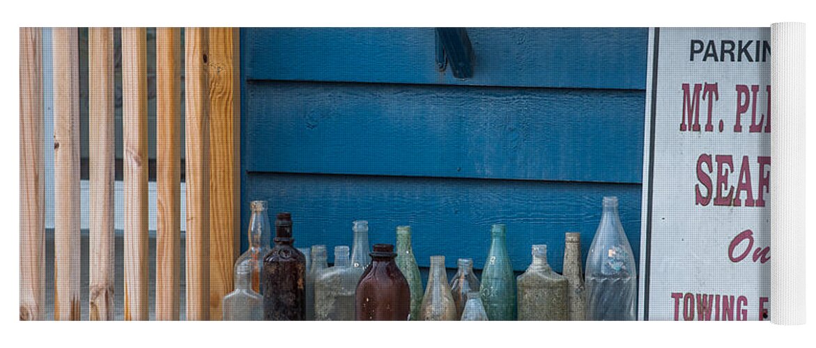 Old Bottles Yoga Mat featuring the photograph Mt Pleasant Seafood by Dale Powell