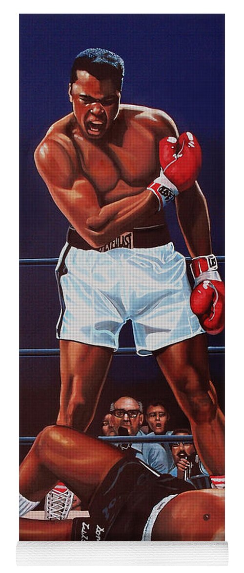 Mohammed Ali Versus Sonny Liston Muhammad Ali Paul Meijering Boxing Boxer Prizefighter Mohammed Ali Ali Sonny Liston Cassius Clay Big Bear The Greatest Boxing Champion The People's Champion The Louisville Lip Knockout Paul Meijering Wbc World Champions Heavyweight Boxing Champions Athlete Icon Portrait Realism Sport Heavyweight Adventure Down Sportsman Hero Painting Canvas Realistic Painting Art Artwork Work Of Art Realistic Art Ring Celebrity Celebrities Yoga Mat featuring the painting Muhammad Ali versus Sonny Liston by Paul Meijering