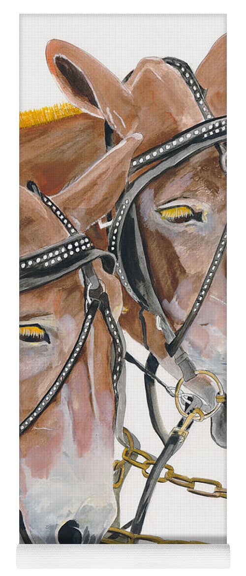 Mules Yoga Mat featuring the painting Mules - Two - Beast of Burden by Jan Dappen