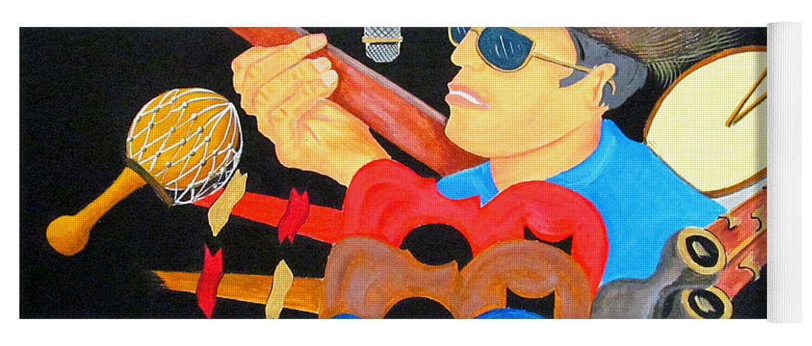 Music Yoga Mat featuring the painting Musical Man by Gloria E Barreto-Rodriguez