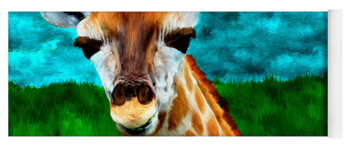 Grass Yoga Mat featuring the painting My Favorite Giraffe by Bruce Nutting