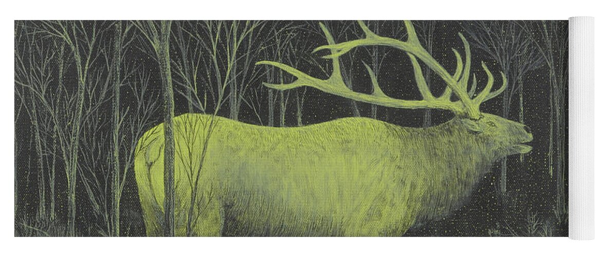Night Vision Yoga Mat featuring the painting My First Elk by Doug Miller