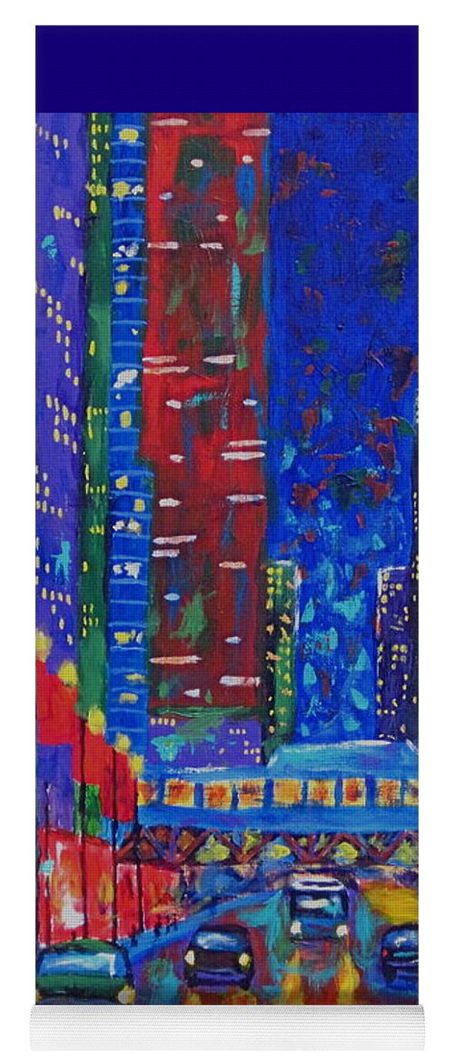  Chicago State Street Yoga Mat featuring the painting My Kind of Town by J Loren Reedy
