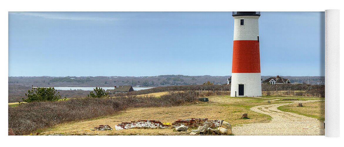 Lighthouse Yoga Mat featuring the photograph Nantucket's Sankaty Head Light by Donna Doherty