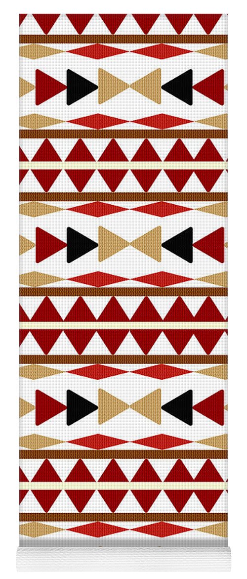 Navajo Pattern Yoga Mat featuring the mixed media Navajo White Pattern by Christina Rollo