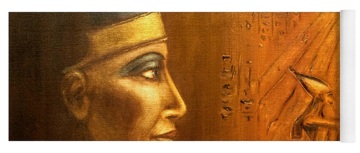 Queen Of Egypt Yoga Mat featuring the painting Nefertiti by Arturas Slapsys