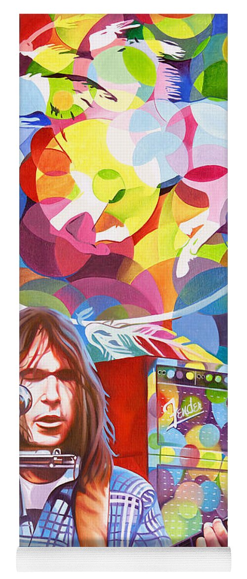 Neil Young Yoga Mat featuring the painting Neil Young-Crazy Horse by Joshua Morton