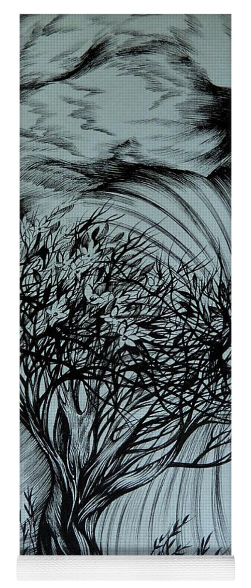 Pen And Ink Yoga Mat featuring the drawing New Day by Anna Duyunova