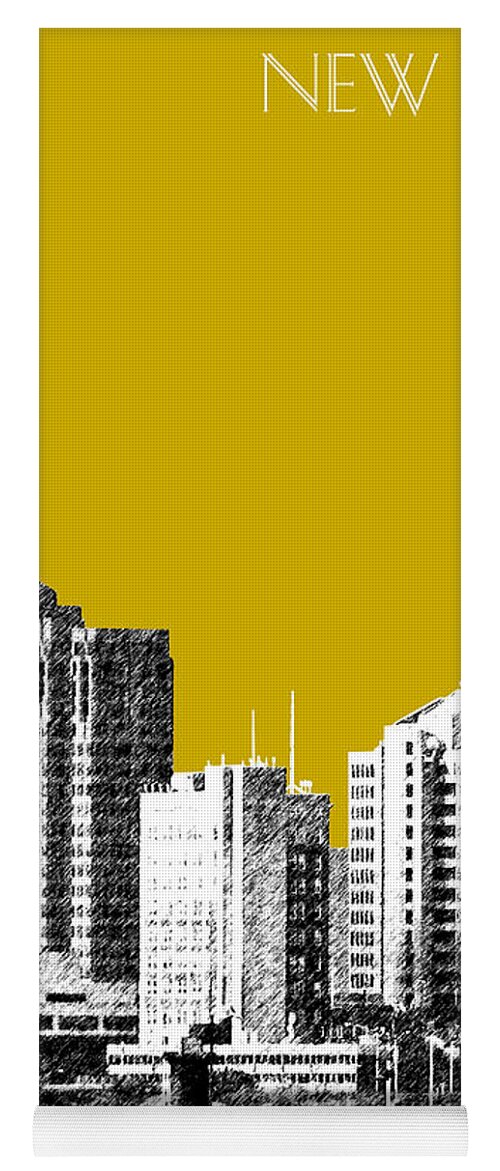 Architecture Yoga Mat featuring the digital art New Haven Skyline - Gold by DB Artist