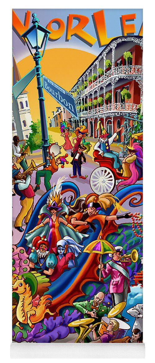New Orleans Yoga Mat featuring the digital art New Orleans in color by Maria Rabinky