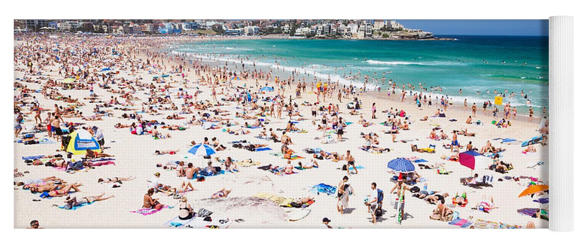 Sydney Yoga Mat featuring the photograph New year's day at Bondi beach Sydney Australi by Matteo Colombo