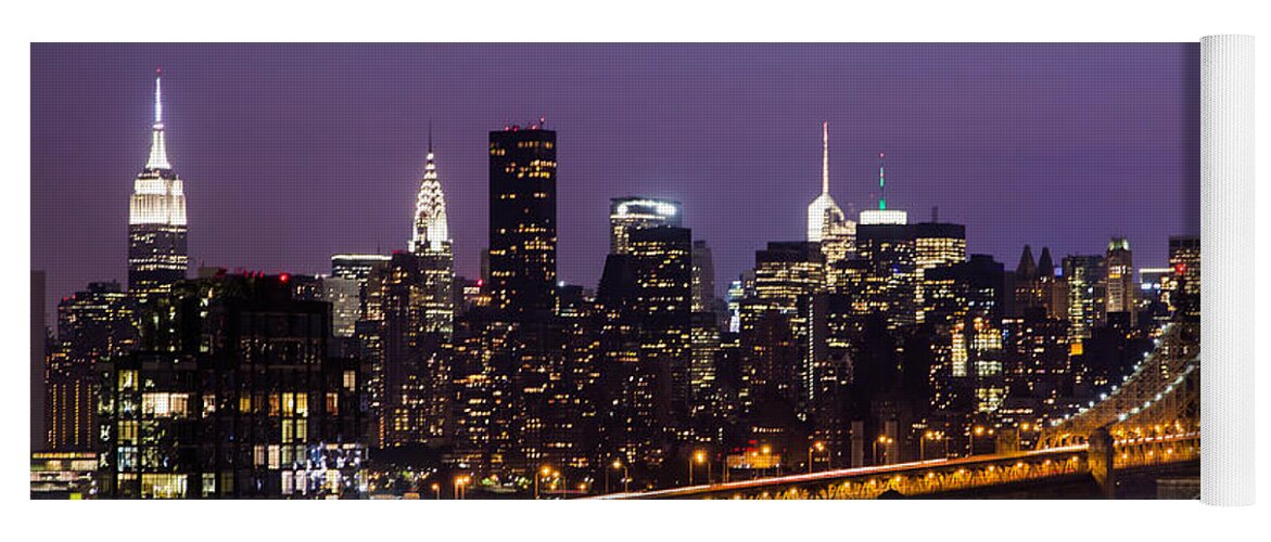 New York Yoga Mat featuring the photograph New York by night by Agnes Caruso