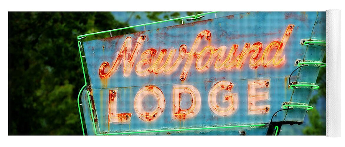 Newfound Lodge Yoga Mat featuring the photograph Newfound Lodge Neon by Stephen Stookey
