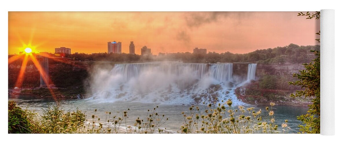 Niagara Falls Yoga Mat featuring the photograph Niagara Falls Canada Sunrise by Wayne Moran