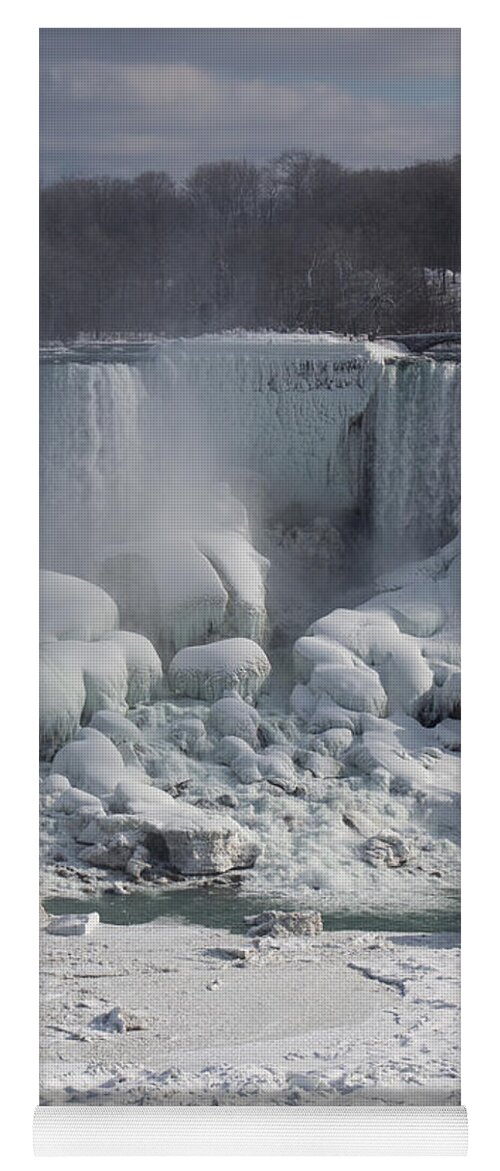 Georgia Mizuleva Yoga Mat featuring the photograph Niagara Falls Ice Buildup - American Falls New York State U S A by Georgia Mizuleva