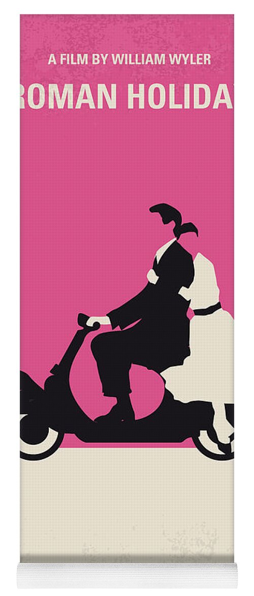 Audrey Hepburn Yoga Mat featuring the digital art No205 My Roman Holiday minimal movie poster by Chungkong Art