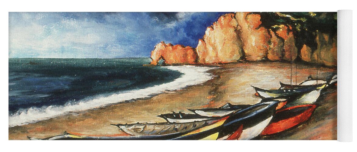 Art Yoga Mat featuring the painting Normandy Coast - Landscape Oil by Peter Potter