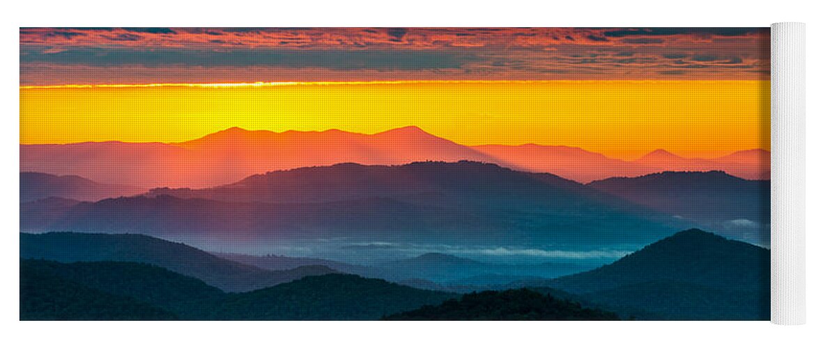 North Carolina Yoga Mat featuring the photograph North Carolina Blue Ridge Parkway Morning Majesty by Dave Allen