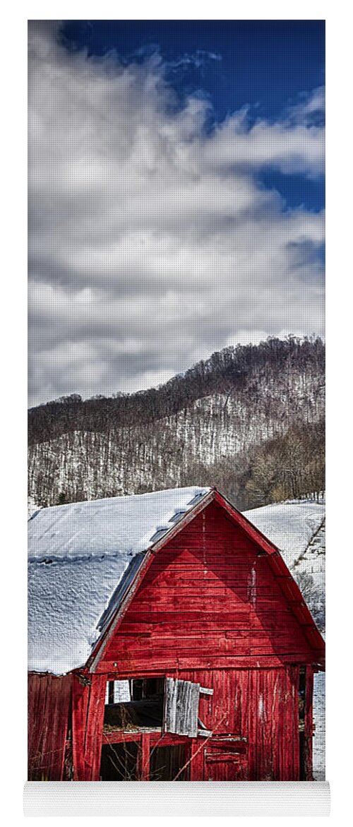 Snow Yoga Mat featuring the photograph North Carolina Red Barn by John Haldane