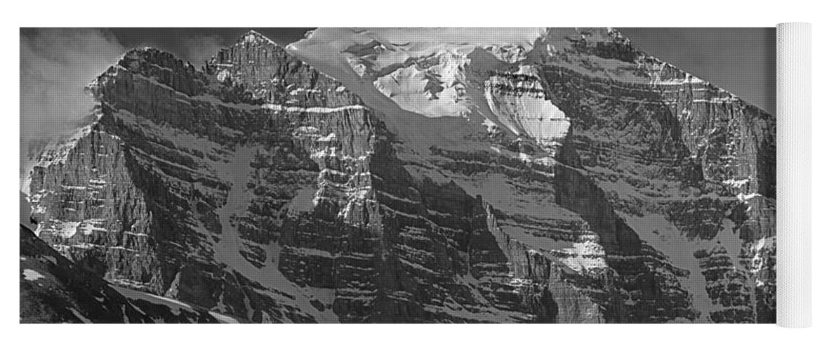 North Face Mt. Temple Yoga Mat featuring the photograph 203553-North Face Mt. Temple BW by Ed Cooper Photography