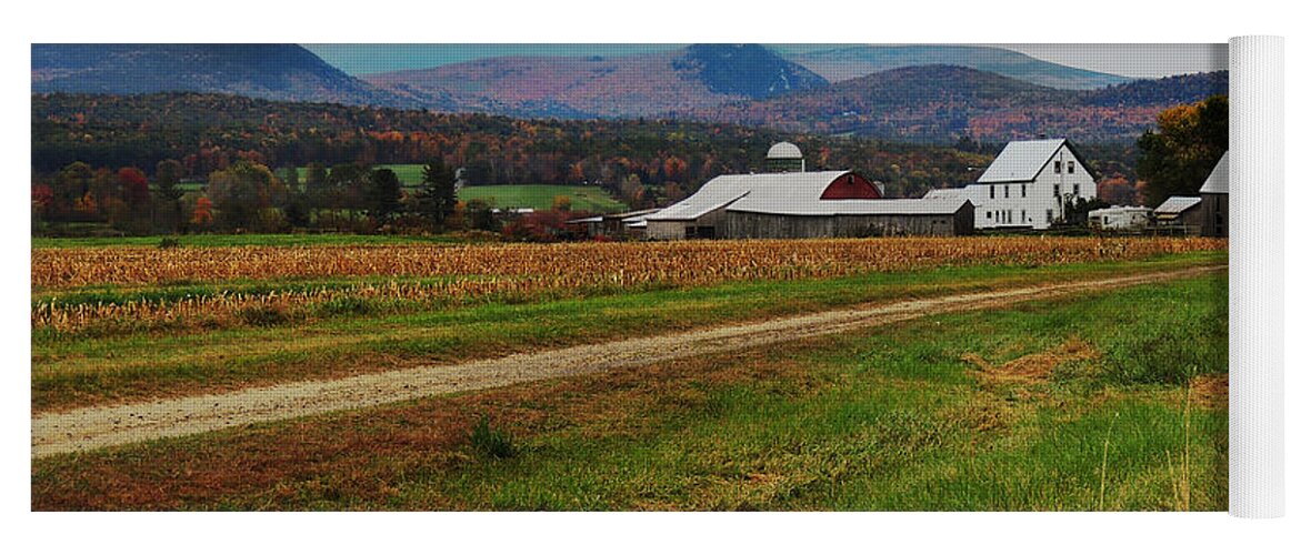 North Haverhill Yoga Mat featuring the photograph North Haverhill Farm in Fall by Nancy Griswold