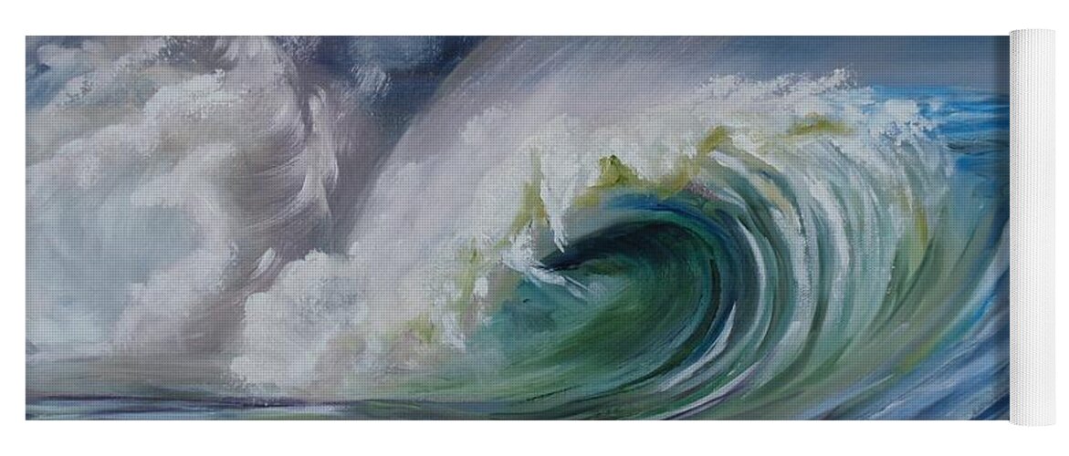 Wave Yoga Mat featuring the painting North Shore Curl by Donna Tuten