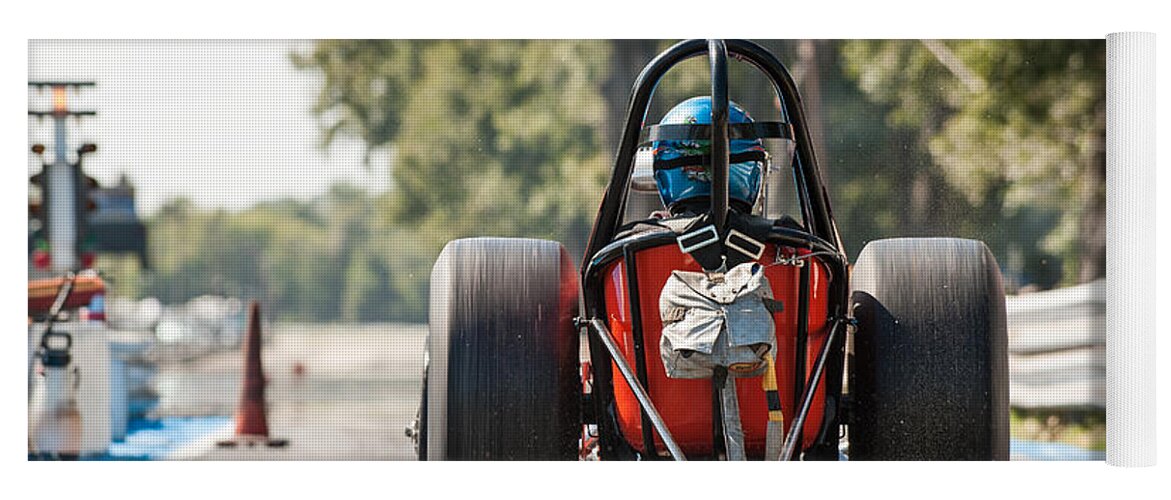Hotrod Yoga Mat featuring the photograph Nostalgia Front Engine Dragster Burnout by Todd Aaron