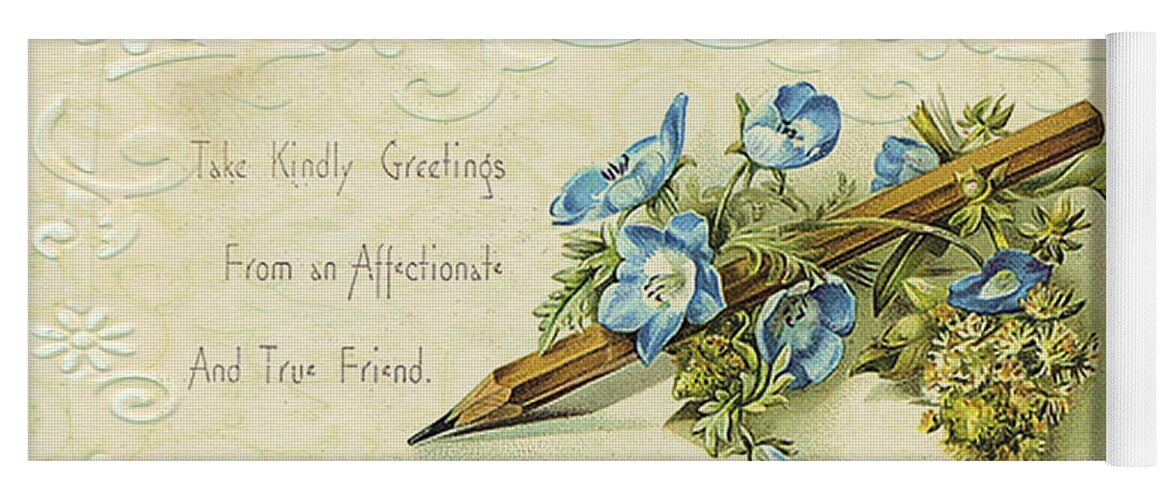 Blue Flower Yoga Mat featuring the digital art Nostalgic Greeting Card by Sandra Foster
