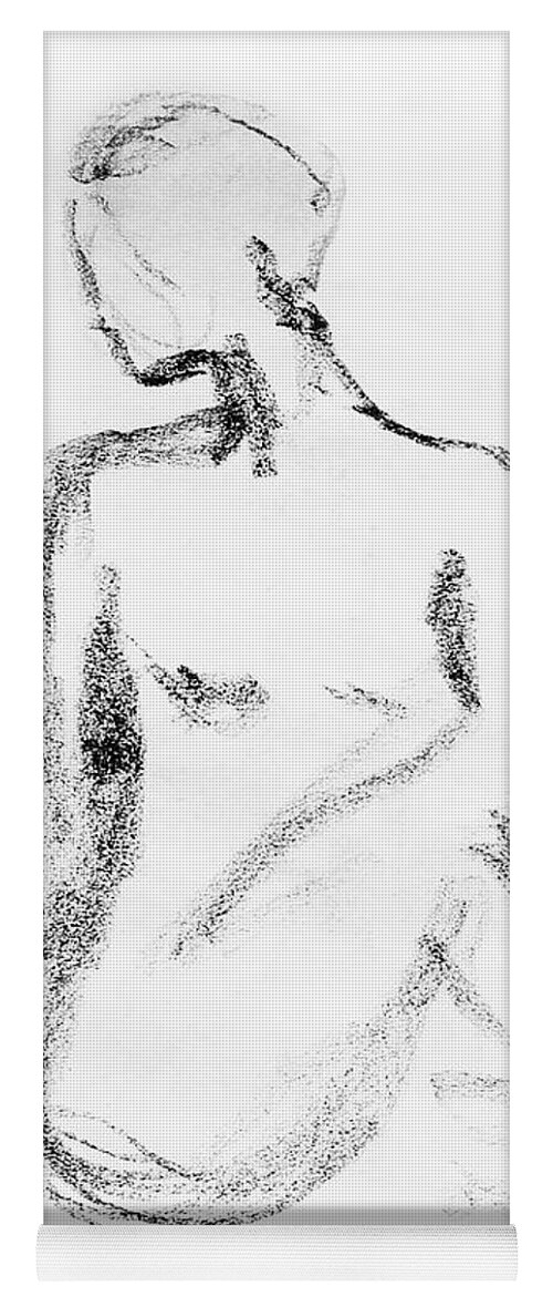 Nude Yoga Mat featuring the drawing Nude Model Gesture VI by Irina Sztukowski